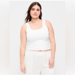 Old Navy Women’s Hug Double-Layer Scoop-Neck Tank Top Calla Lilies White L NWT